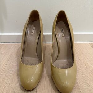 Miu Miu Women's Beige Patent Leather Heels